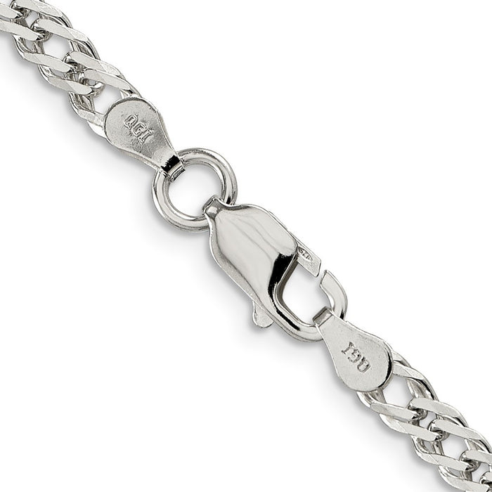 High-Quality 4mm Beveled Curb Chain in Sterling Silver - Stylish & Durable-3