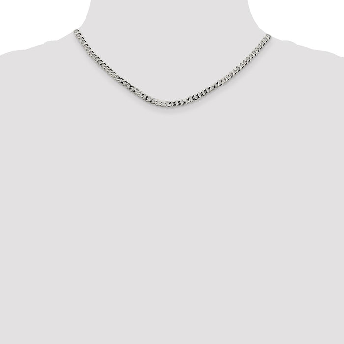 Buy Stylish 4mm Beveled Curb Chain in Sterling Silver - Affordable Luxury!-4