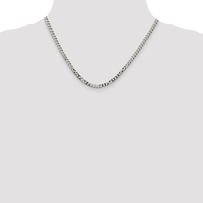 High-Quality 4mm Beveled Curb Chain in Sterling Silver - Stylish & Affordable!-4