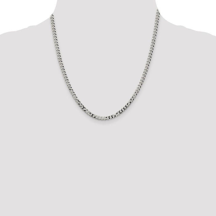 Buy Stylish 4mm Beveled Curb Chain in Sterling Silver - Affordable Luxury-4