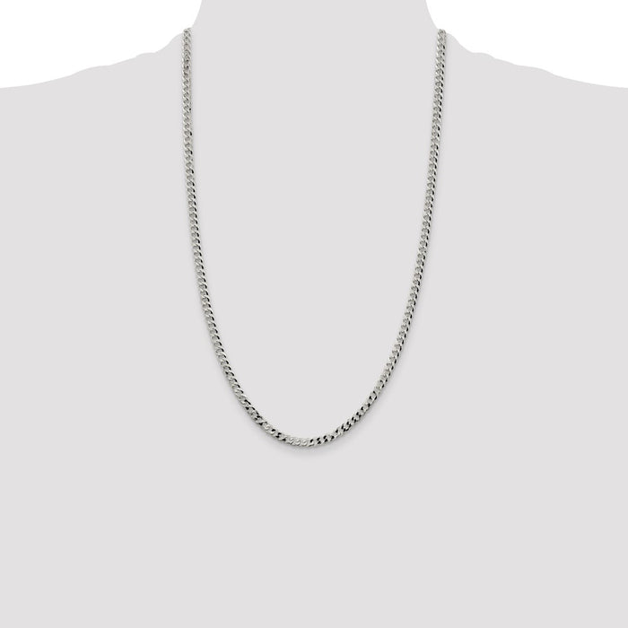 High-Quality 4mm Beveled Curb Chain in Sterling Silver - Stylish & Durable-4