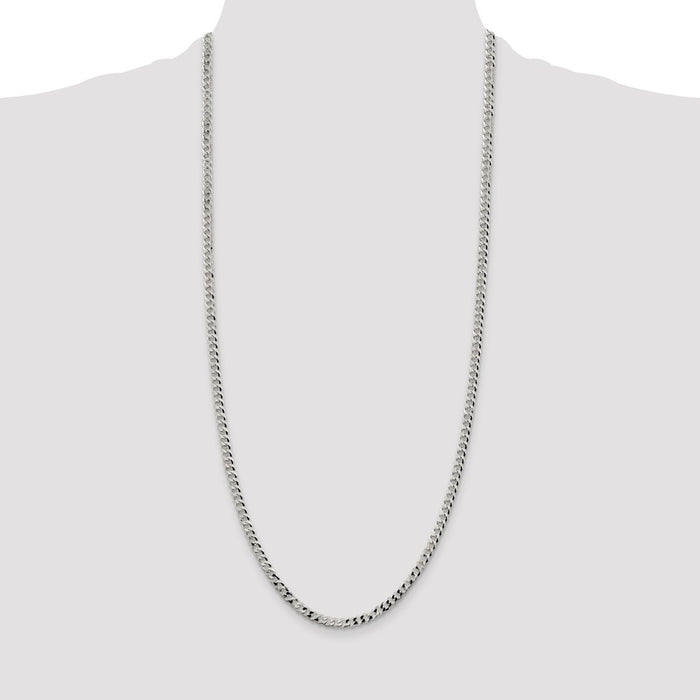 Buy Stylish 4mm Beveled Curb Chain in Sterling Silver - Affordable Luxury Jewelry-4