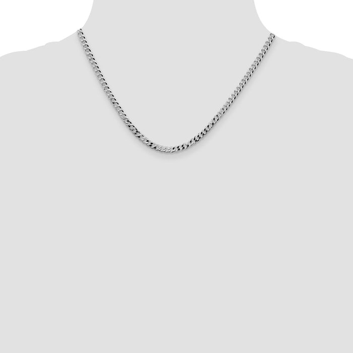 Buy Stylish Rhodium-Plated Sterling Silver 4mm Beveled Curb Chain | Luxury Quality-4