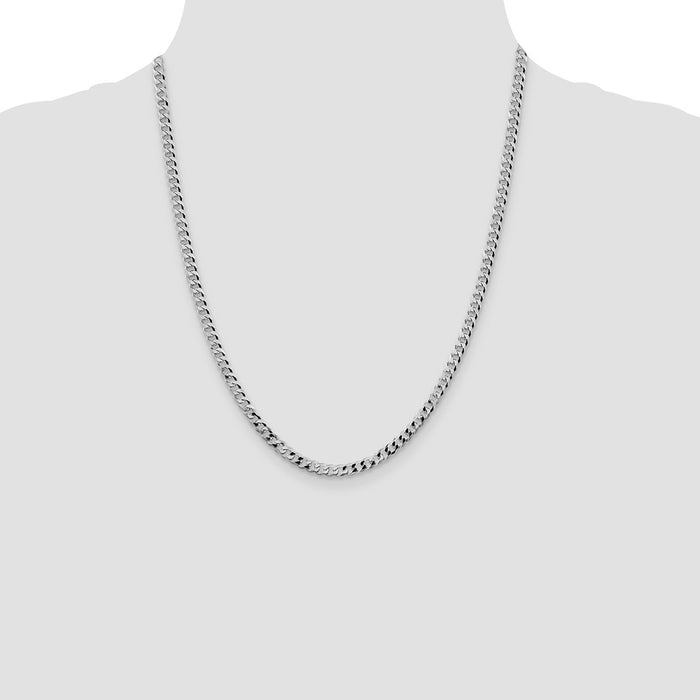 Buy Stylish 4mm Rhodium-Plated Curb Chain in Sterling Silver - Luxury Value!-4