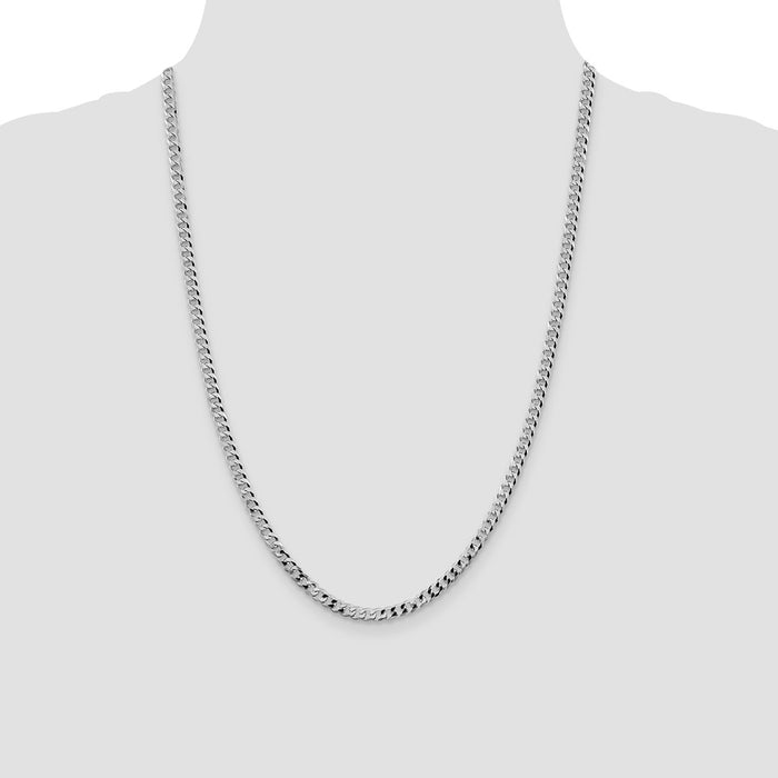 Buy Stylish Rhodium-Plated Sterling Silver 4mm Beveled Curb Chain | Luxury Value-4