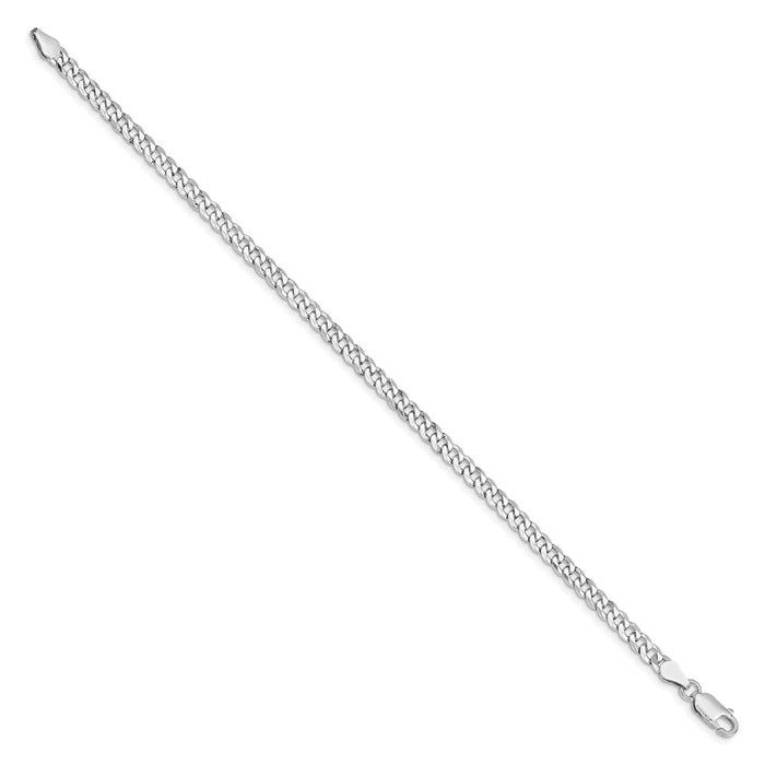 High-Quality Rhodium-Plated Sterling Silver 4mm Beveled Curb Chain - Stylish Value-2