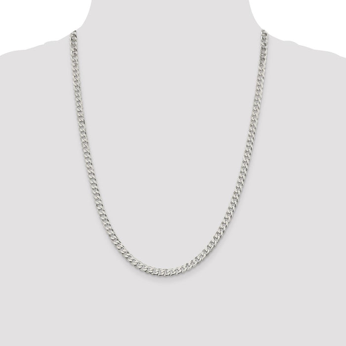 Buy Stylish 5mm Beveled Curb Chain in Sterling Silver - Affordable Luxury!-4