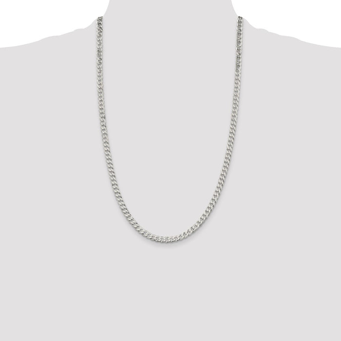 Buy Stylish 5mm Beveled Curb Chain in Sterling Silver - Affordable Luxury!-4