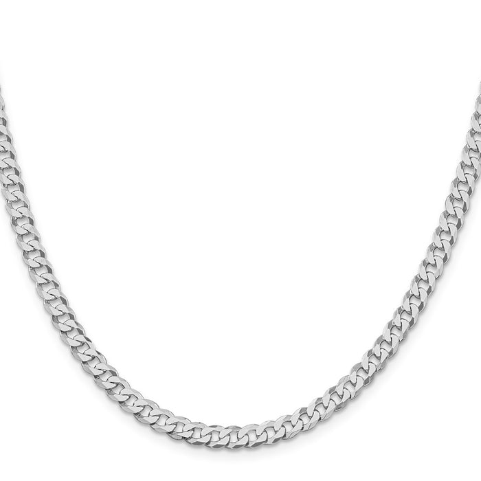 Buy Luxury Rhodium-Plated 5mm Beveled Curb Chain in Sterling Silver-2