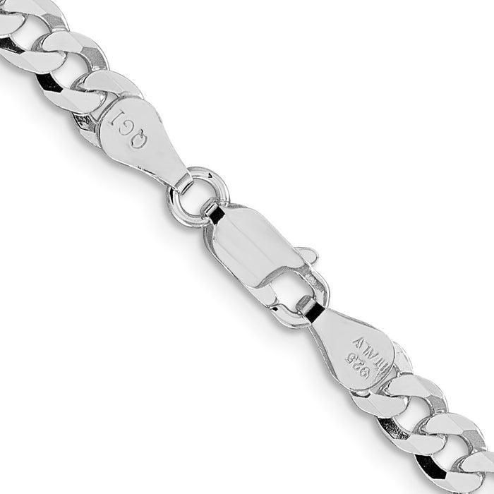 Buy Stylish Rhodium-Plated 5mm Beveled Curb Chain in Sterling Silver - Affordable Elegance-3