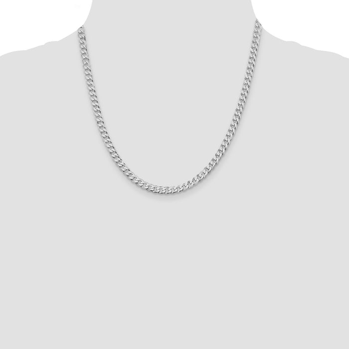 Buy Stylish Rhodium-Plated 5mm Beveled Curb Chain in Sterling Silver - Affordable Luxury-4