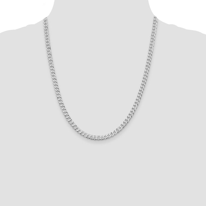 Buy Stylish Rhodium-Plated 5mm Beveled Curb Chain in Sterling Silver - Affordable Elegance-4