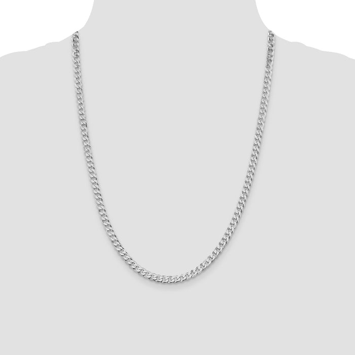 Exclusive 5mm Beveled Curb Chain - Rhodium-Plated Sterling Silver Luxury-4