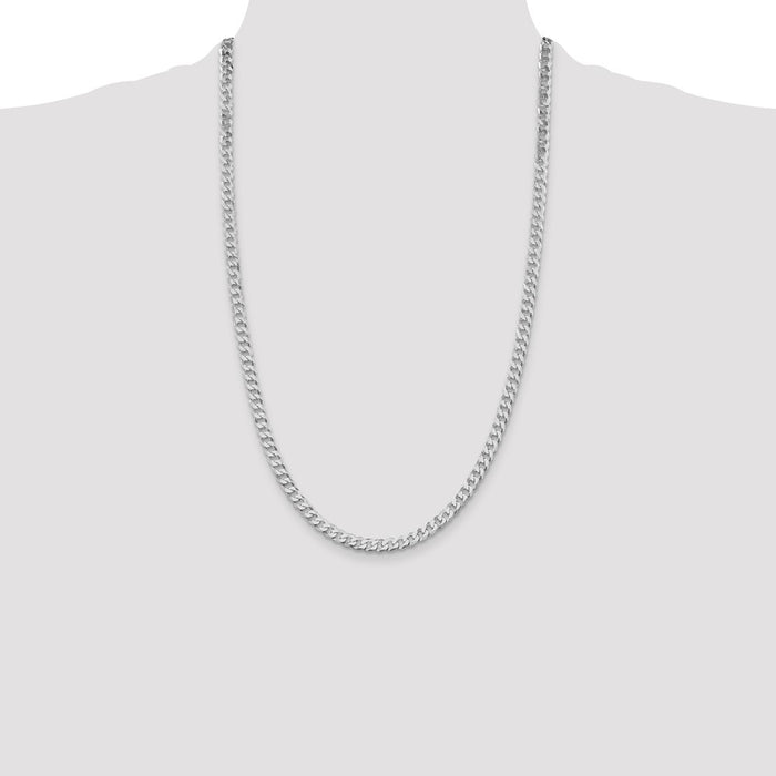 Buy Luxury Rhodium-Plated 5mm Beveled Curb Chain in Sterling Silver-4