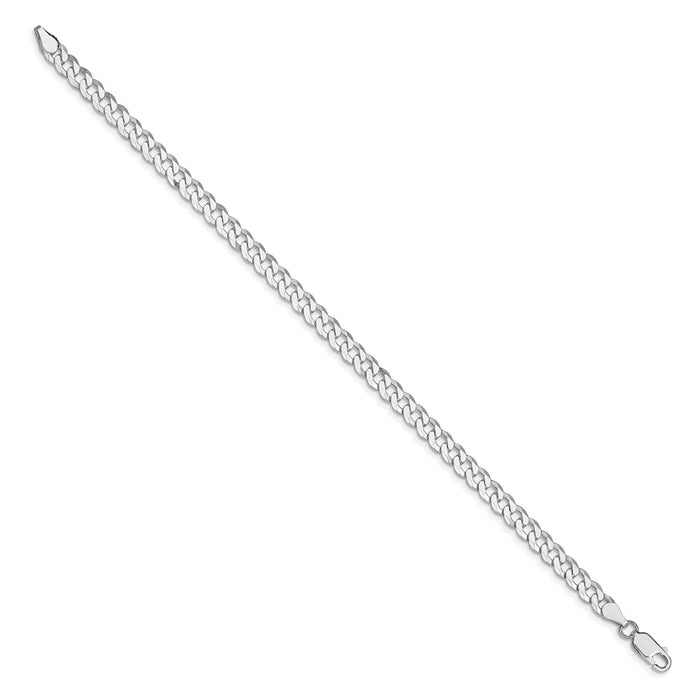 Buy Stylish Rhodium-Plated Sterling Silver 5mm Beveled Curb Chain - Value!-2