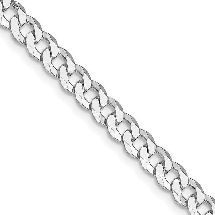 Buy Luxury Rhodium-Plated 5mm Beveled Curb Chain in Sterling Silver-1