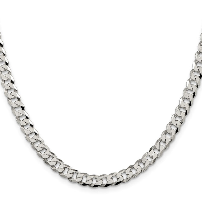 Buy 6mm Beveled Curb Chain in Sterling Silver - Stylish & Affordable Jewelry-2