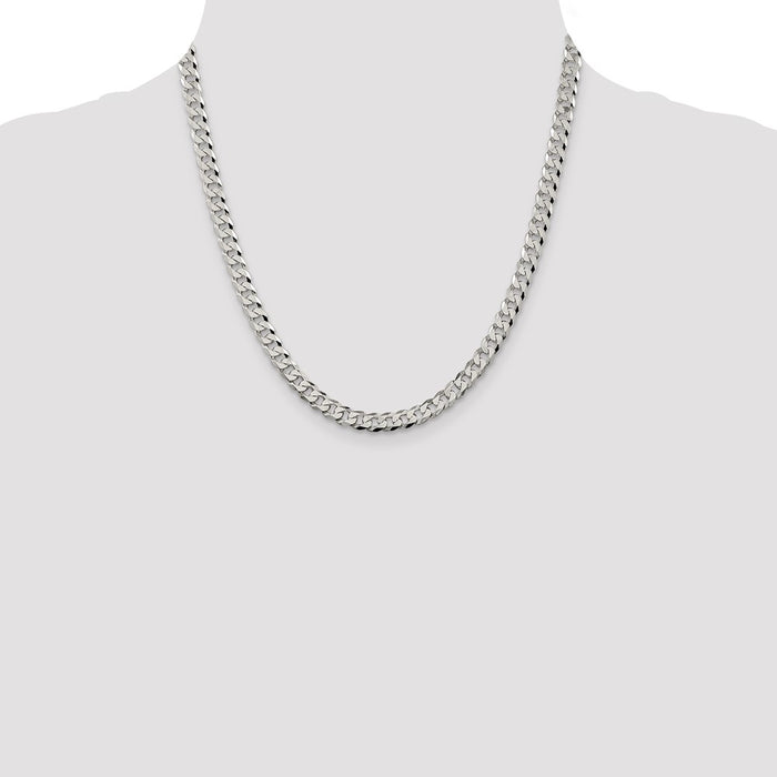 Buy Stylish 6mm Beveled Curb Chain in Sterling Silver - Affordable Luxury!-4