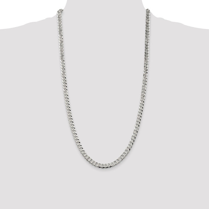 High-Quality 6mm Beveled Curb Chain in Sterling Silver - Stylish & Affordable-4