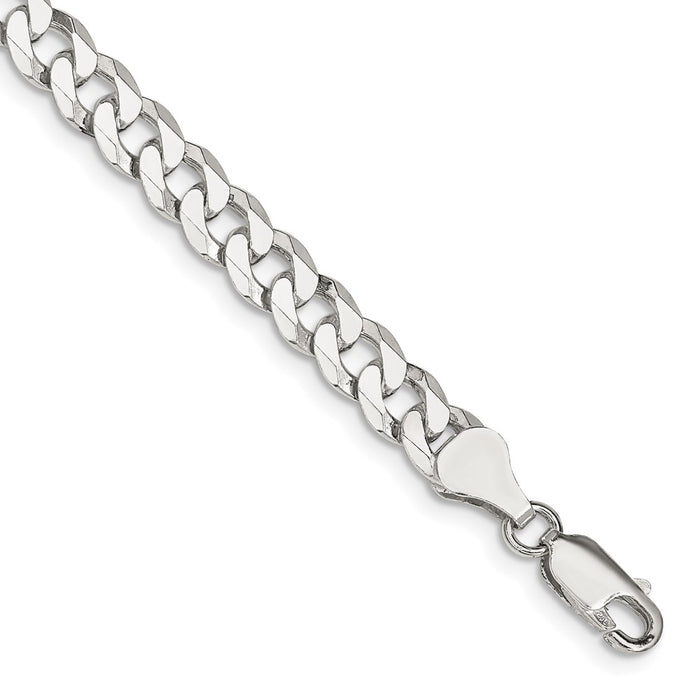 Buy Stylish 6mm Beveled Curb Chain in Sterling Silver - Affordable Luxury!-1