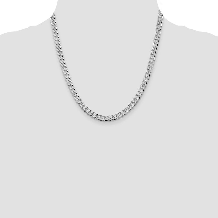 High-Quality Rhodium-Plated Sterling Silver 6mm Curb Chain - Stylish Value!-4