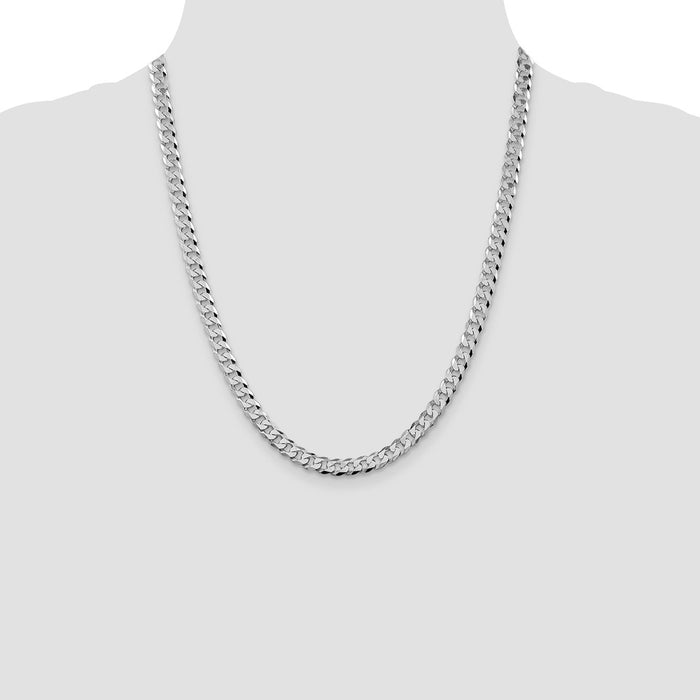Exclusive 6mm Beveled Curb Chain in Rhodium-Plated Sterling Silver-4