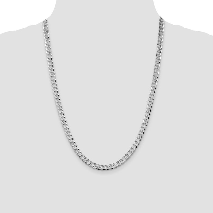 Buy Stylish Rhodium-Plated 6mm Beveled Curb Chain in Sterling Silver - Affordable!-4