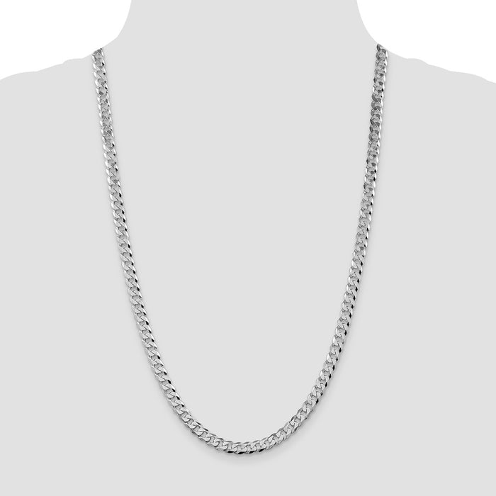 High-Quality Rhodium-Plated 6mm Beveled Curb Chain in Sterling Silver - Stylish Value!-4