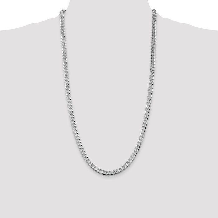 Designer Rhodium-Plated 6mm Beveled Curb Chain in Sterling Silver - Luxury Value-4