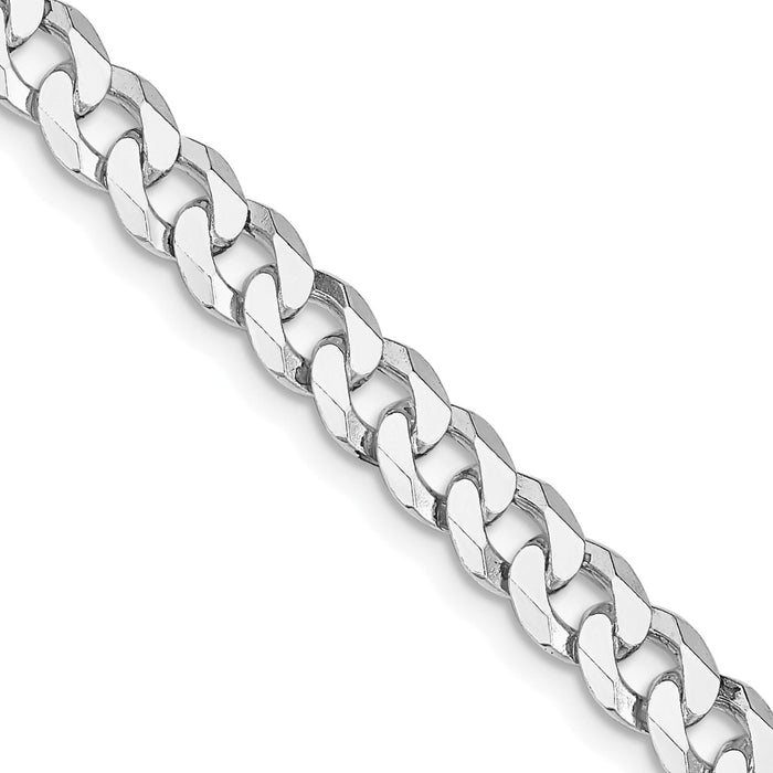 High-Quality Rhodium-Plated Sterling Silver 6mm Curb Chain - Stylish Value!-1