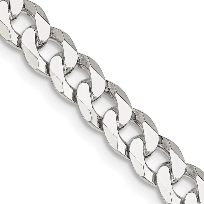High-Quality 6mm Beveled Curb Chain in Sterling Silver - Stylish & Affordable-1