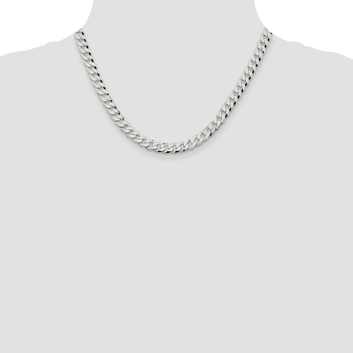 Buy 7mm Beveled Curb Chain in Sterling Silver - Stylish & Affordable Quality!-4