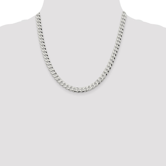 Buy 7mm Beveled Curb Chain in Sterling Silver - Stylish & Affordable Jewelry-4
