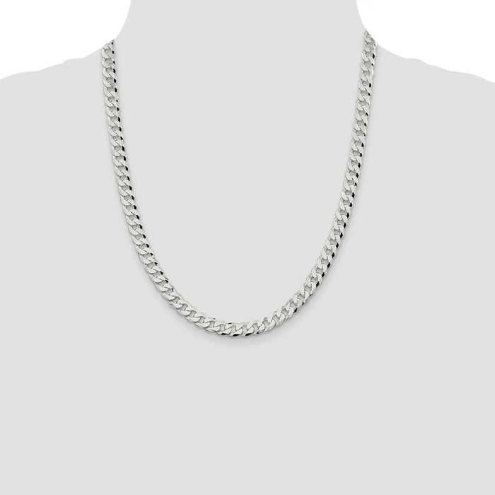 Exclusive 7mm Beveled Curb Chain in Sterling Silver - Stylish & Affordable!-4
