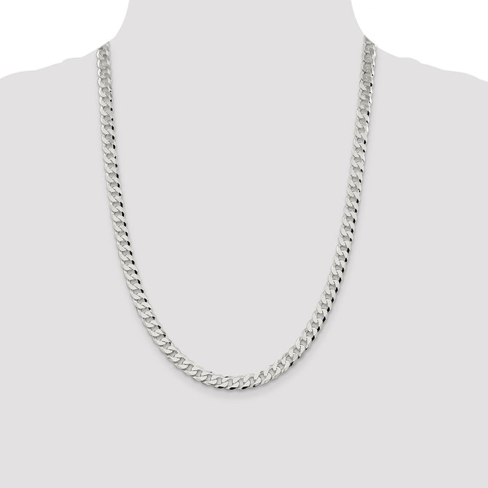 High-Quality 7mm Beveled Curb Chain in Sterling Silver - Stylish & Affordable!-4
