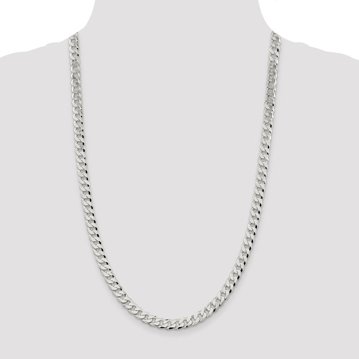 Exclusive 7mm Beveled Curb Chain in Sterling Silver - Affordable Luxury Jewelry-4