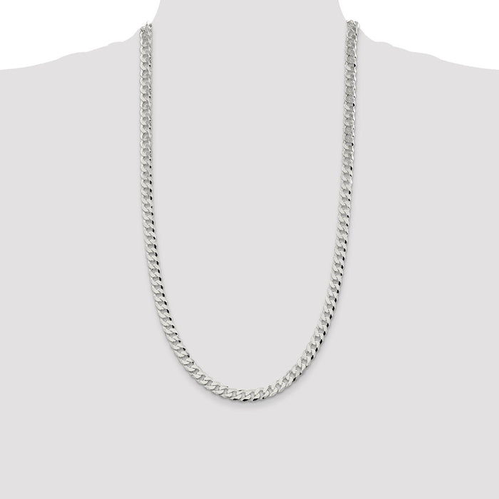 High-Quality 7mm Beveled Curb Chain in Sterling Silver - Stylish and Affordable-4