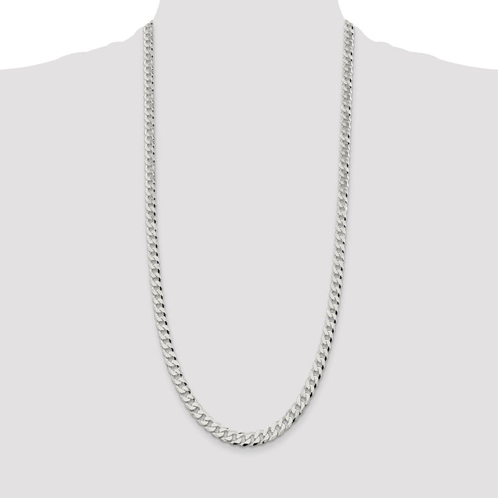 High-Quality 7mm Beveled Curb Chain in Sterling Silver - Stylish Value Accessory-4