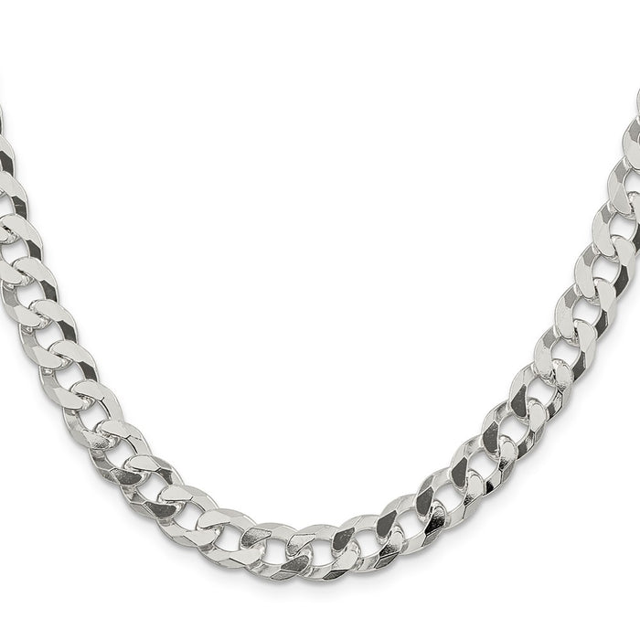 Designer 8.5mm Beveled Curb Chain in Sterling Silver - Stylish & Affordable!-2