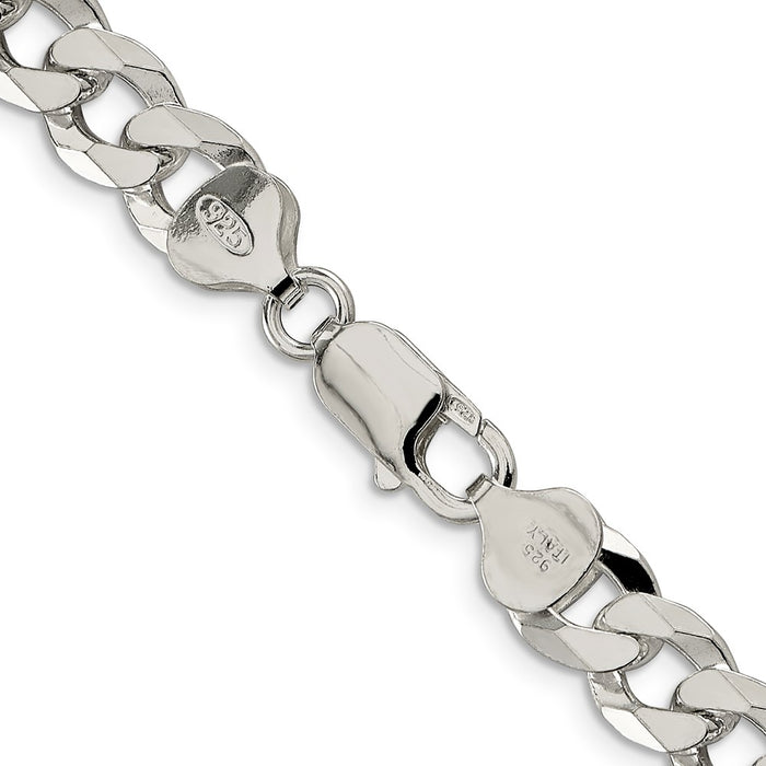 High-Quality 8.5mm Beveled Curb Chain in Sterling Silver - Stylish Value Piece-3