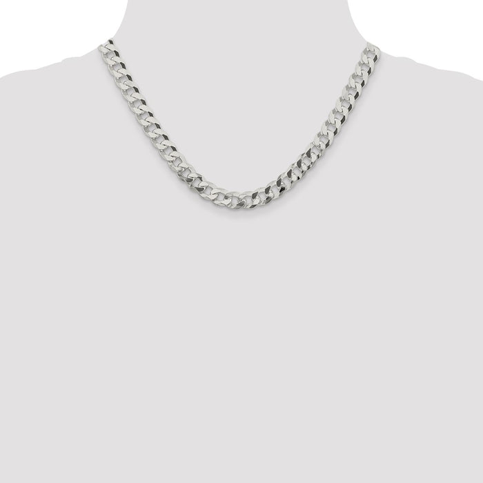 High-Quality 8.5mm Beveled Curb Chain in Sterling Silver - Stylish Value Piece-4