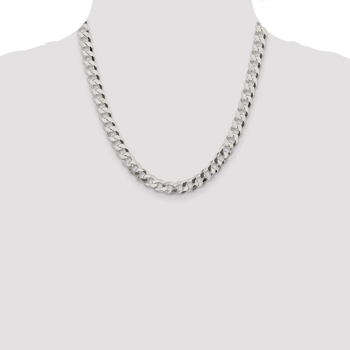 Buy Stylish 8.5mm Beveled Curb Chain in Sterling Silver - Affordable Luxury!-4