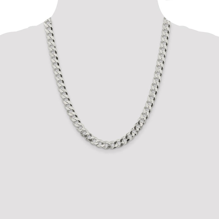 Buy Exclusive 8.5mm Beveled Curb Chain in Sterling Silver - Stylish & Affordable-4
