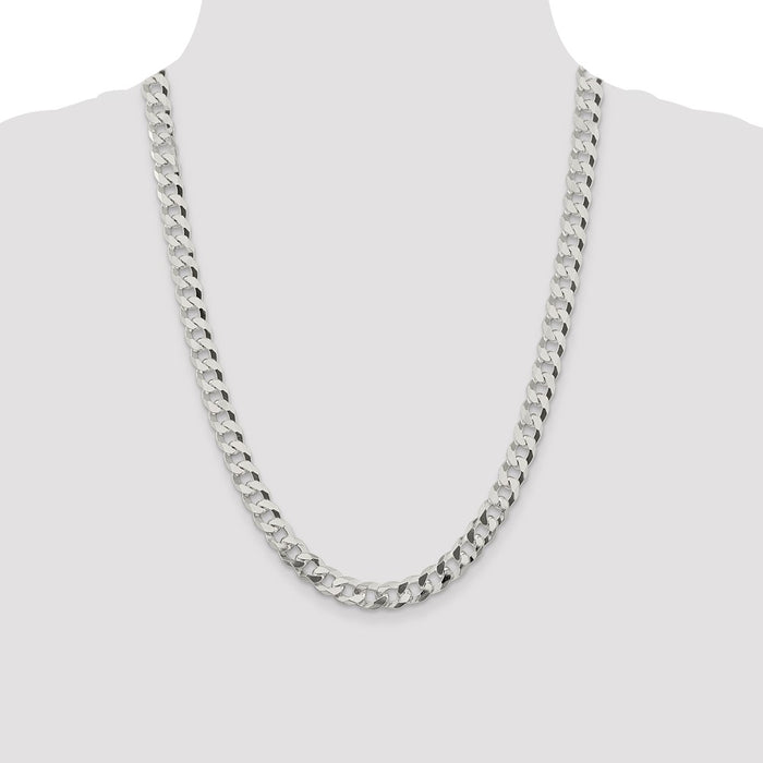 Designer 8.5mm Beveled Curb Chain in Sterling Silver - Stylish & Affordable!-4
