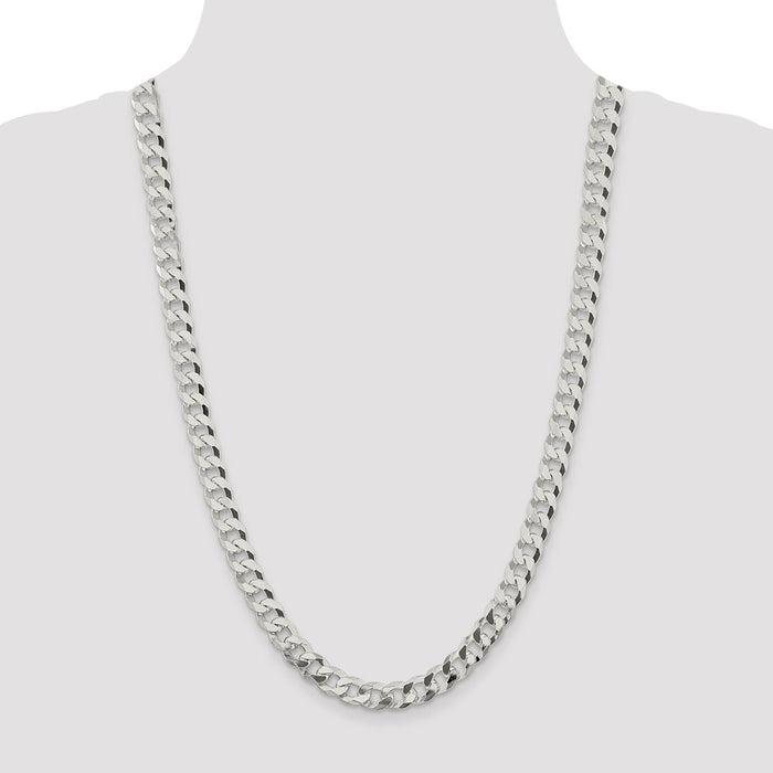 High-Quality 8.5mm Beveled Curb Chain in Sterling Silver | Stylish Value!-4