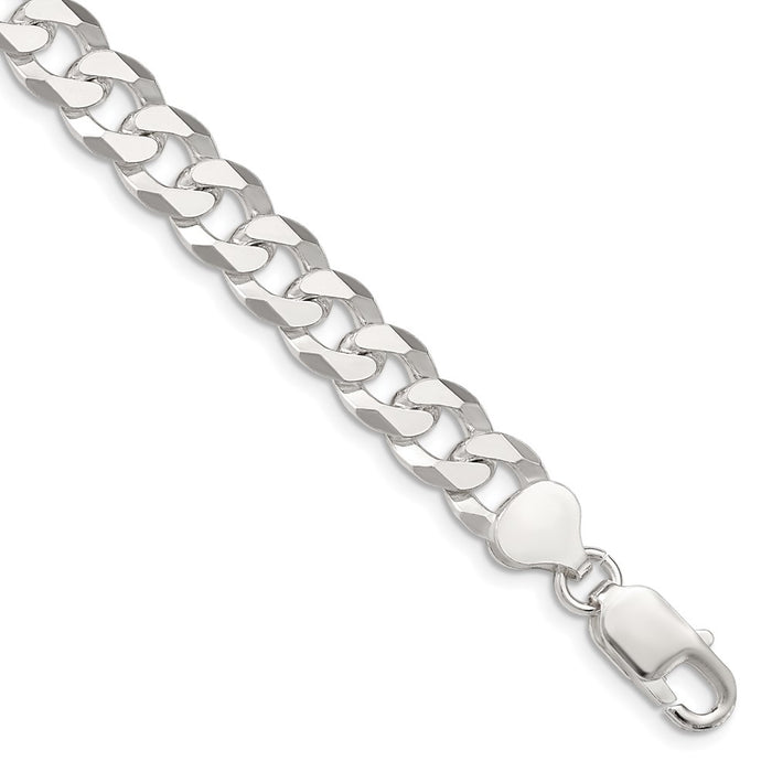 Buy 8.5mm Beveled Curb Chain in Sterling Silver - Stylish & Affordable Jewelry-1