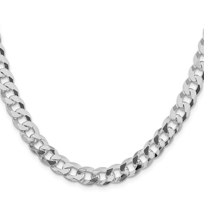 Buy Stylish Rhodium-Plated Sterling Silver 8.5mm Beveled Curb Chain - Luxury Value!-2