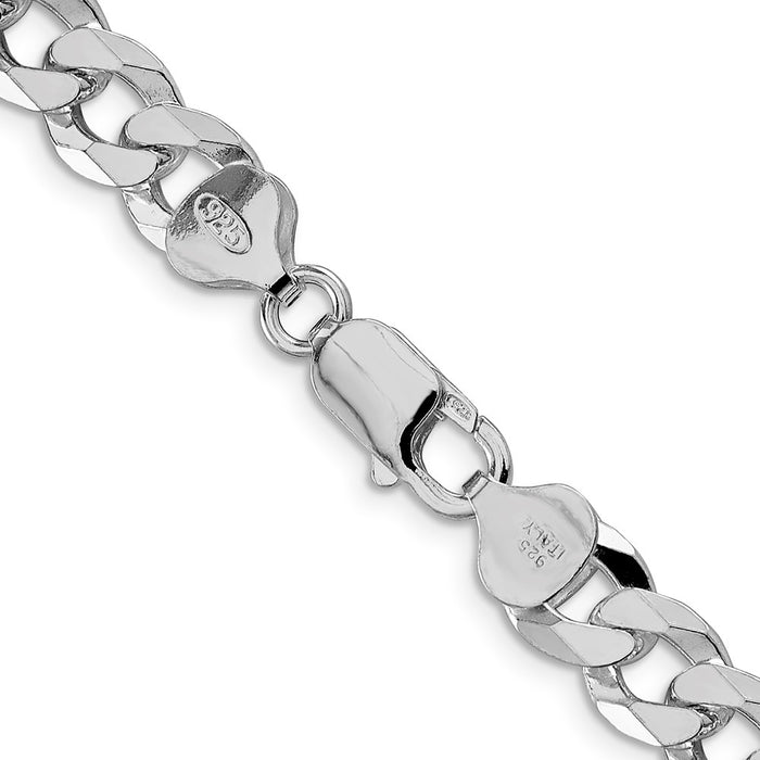 Buy Stylish 8.5mm Rhodium-Plated Sterling Silver Curb Chain - Luxury Design-3
