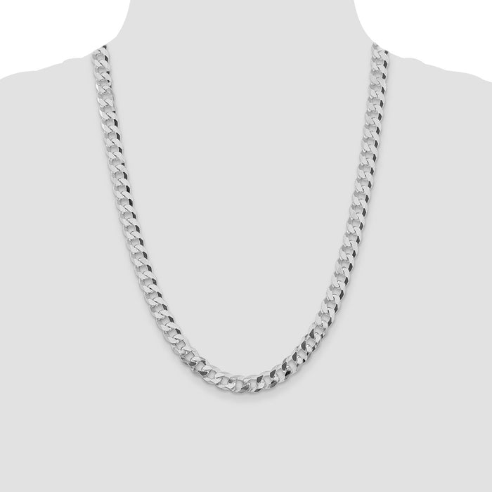 Buy Stylish 8.5mm Rhodium-Plated Sterling Silver Curb Chain - Luxury Design-4