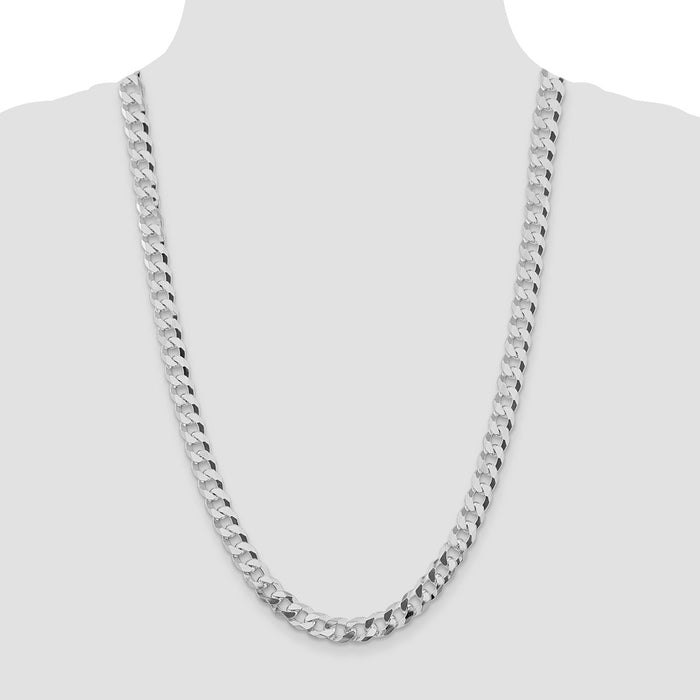 Buy Stylish Rhodium-Plated Sterling Silver 8.5mm Beveled Curb Chain - Luxury Value!-4